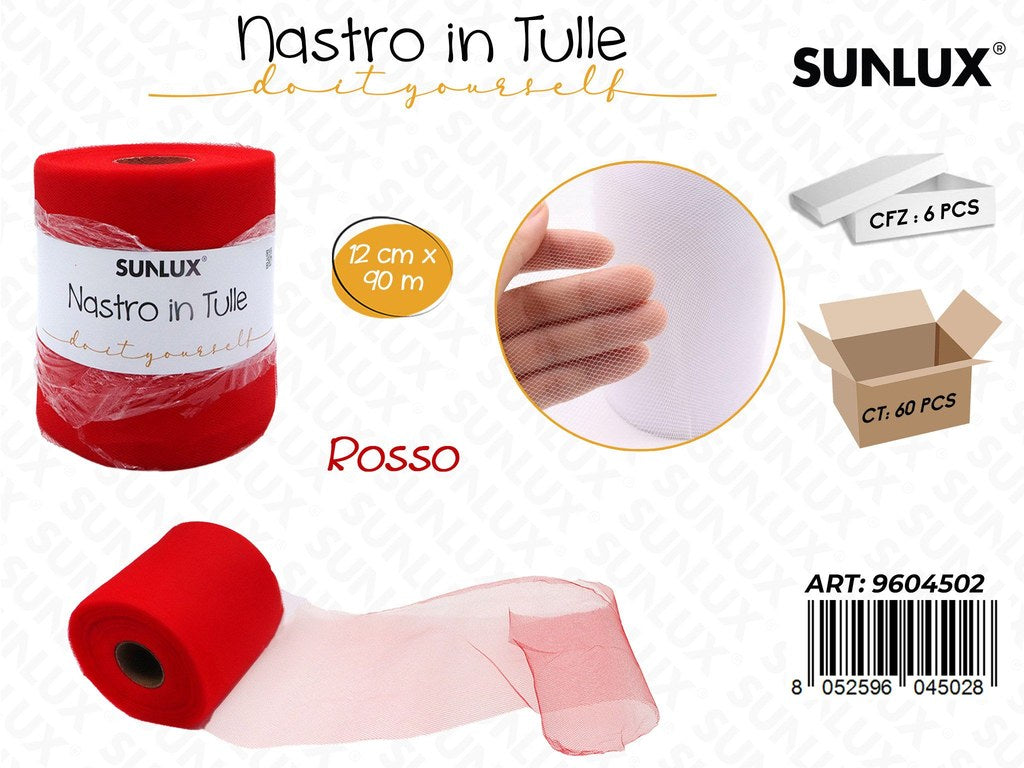 Sunlux Nastro in Tulle Rosso 12CM*90MT