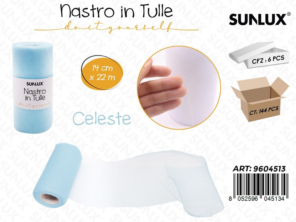 Sunlux Nastro di Tulle Celeste 14CM*22MT