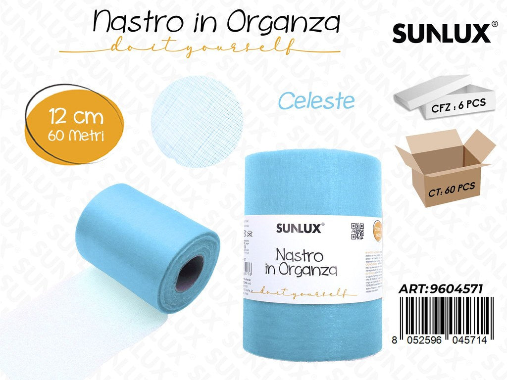 Sunlux Nastro Organza Celeste 12CM*60MT