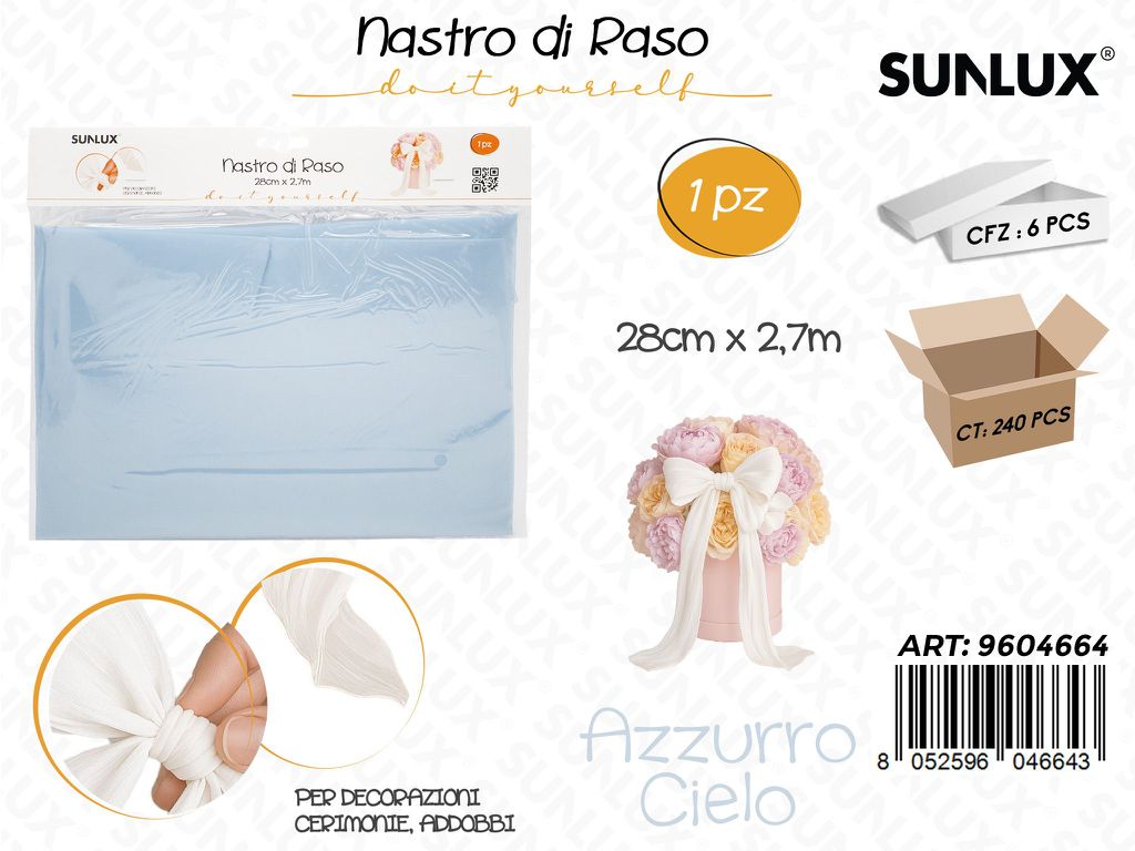 Sunlux Nastro in Raso Azzurro Ch. 28CM*2.7MT