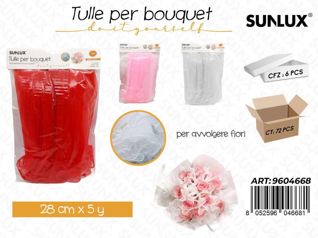 Sunlux Tulle Bouquet Col. Ass. 28CM*5Y
