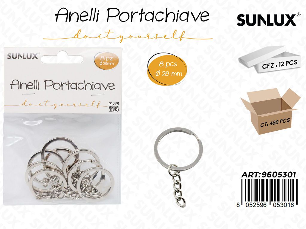 Sunlux Anelli Portachiave 8PCS 28MM