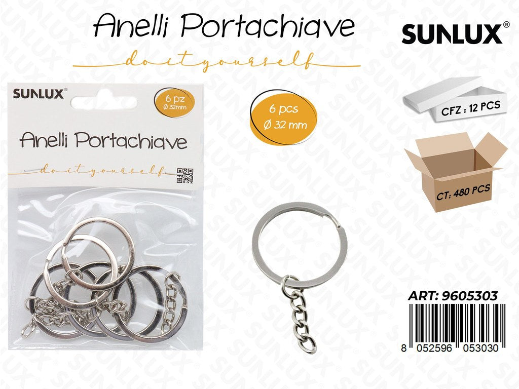 Sunlux Anelli Portachiave 6PCS 32MM