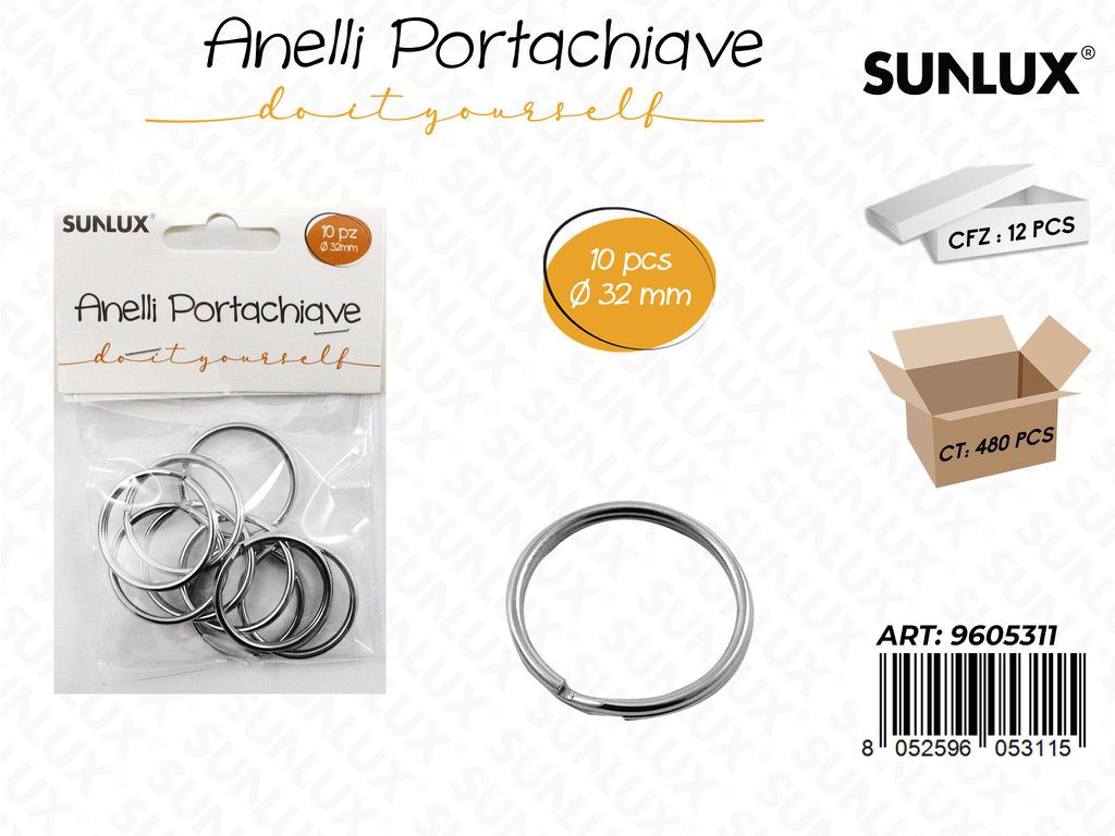 Sunlux Anelli Portachiave 10PCS 32MM