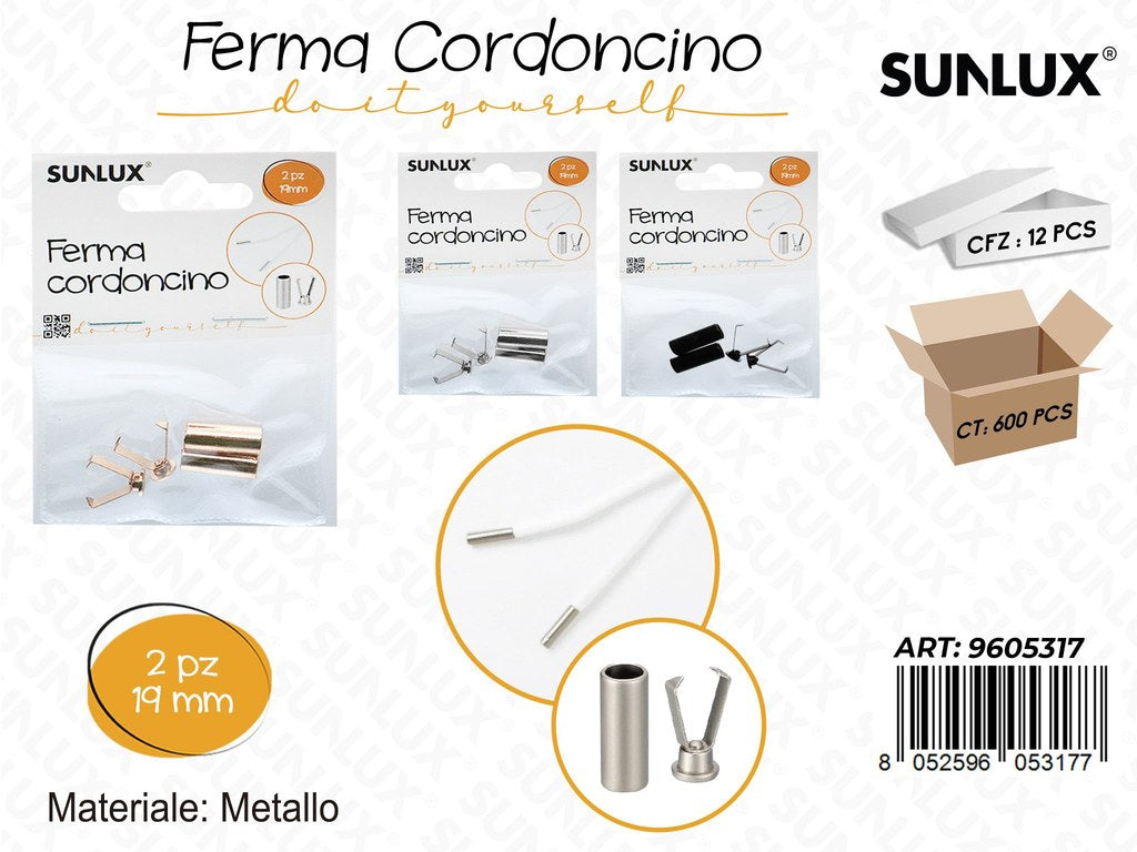 Sunlux Ferma Cordoncino Metallo 2PCS 19MM