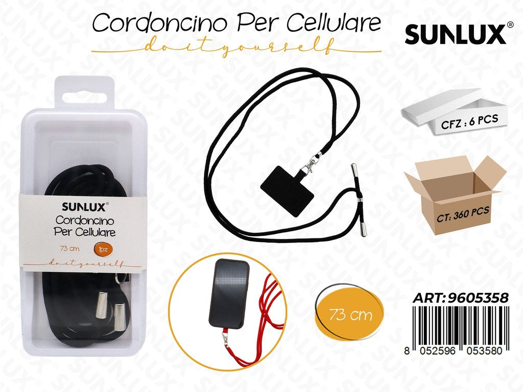 Sunlux Cordoncino per Cellulare Nero 73CM