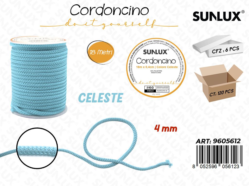 Sunlux Cordoncino Diy Celeste D.4MM*18MT