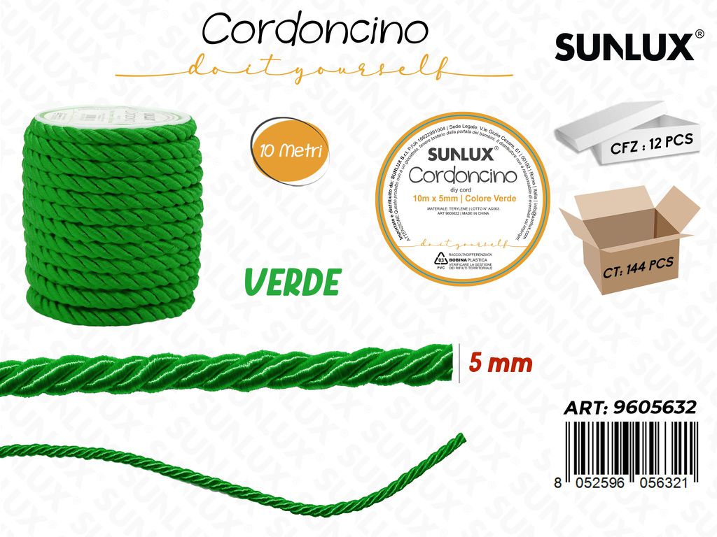 Sunlux Cordoncino Diy Verde D.5MM*10MT