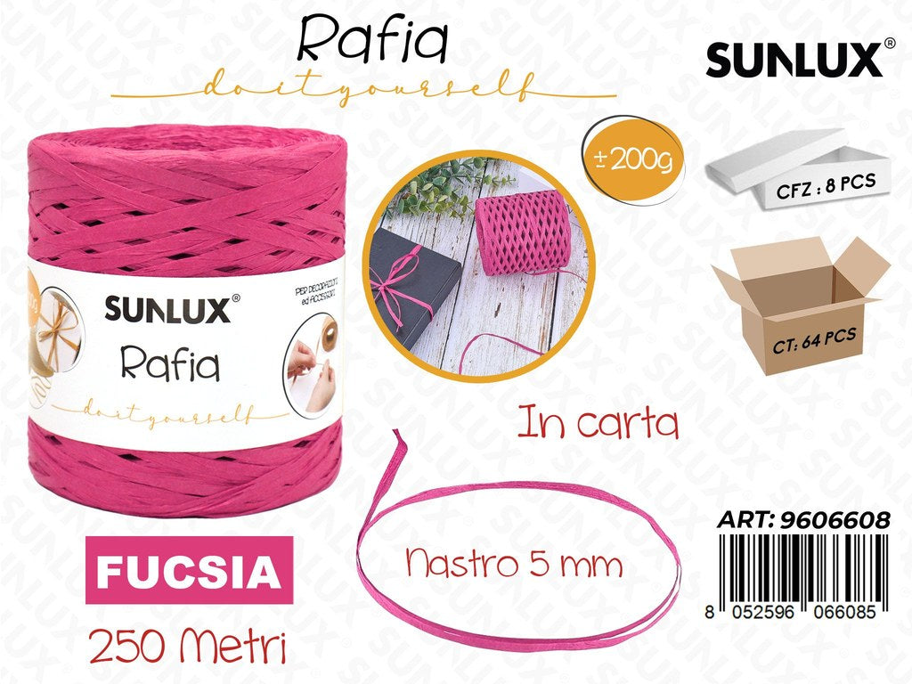 Sunlux Gom. Rafia Carta Fucsia 200G 250MT 5MM