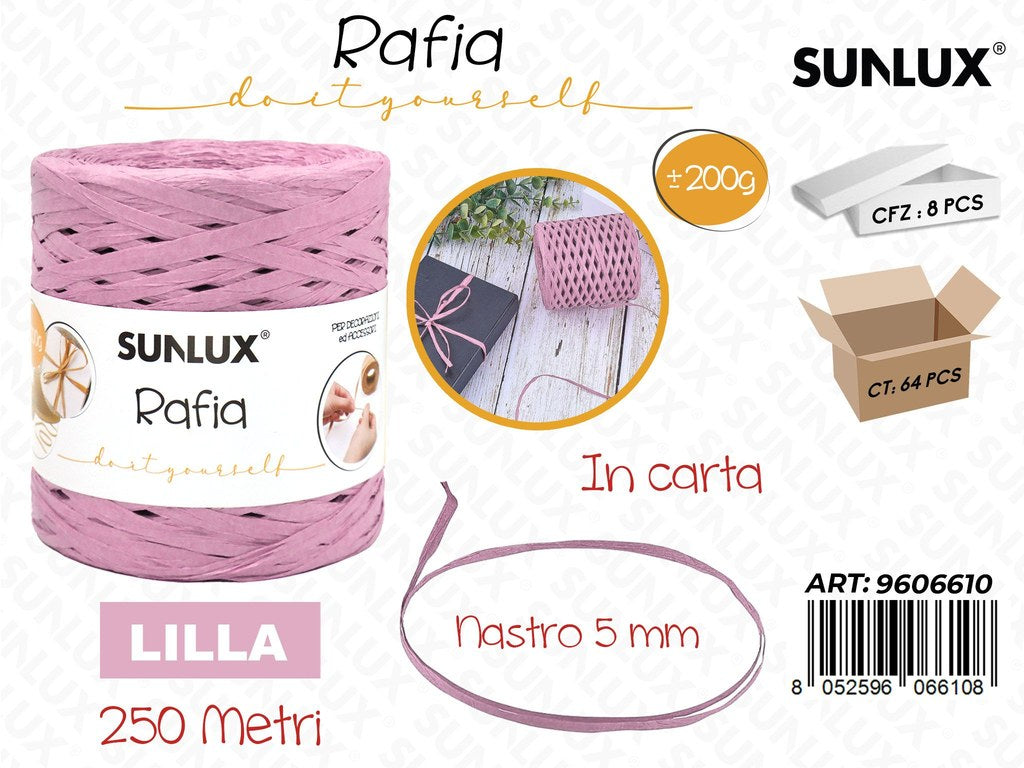 Sunlux Gom. Rafia Carta Lilla 200G 250MT 5MM