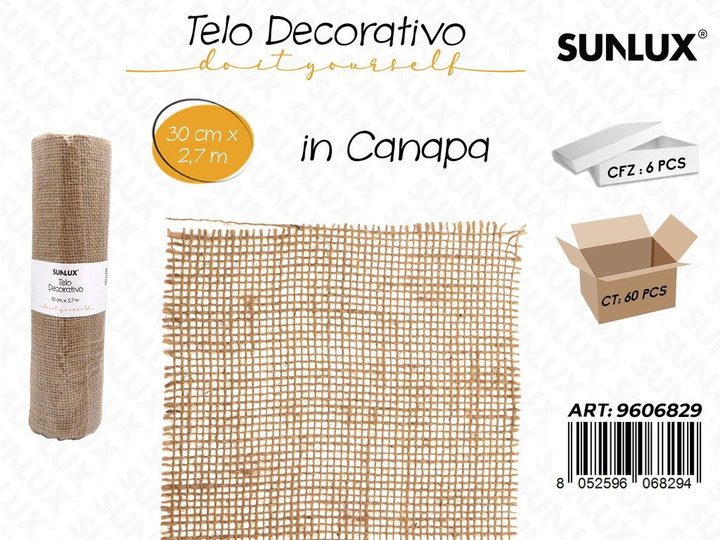 Sunlux Telo Decorativo in Canapa 30CM*2.7M