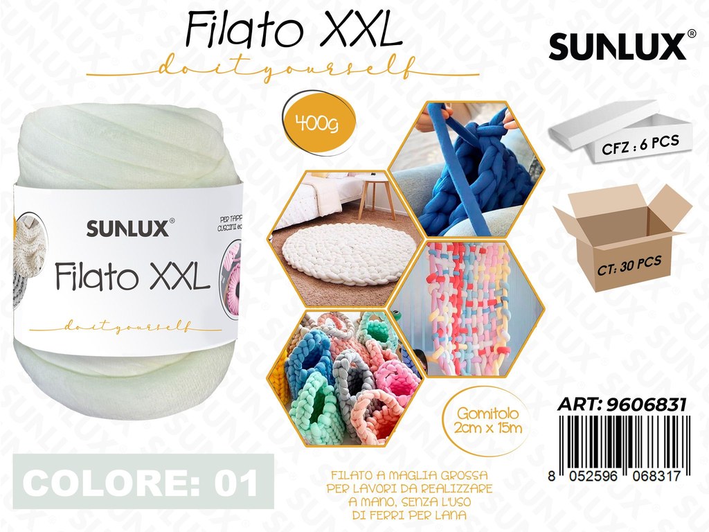 Sunlux Filato Xxl 01 Bianco 400G 2CM*15MT