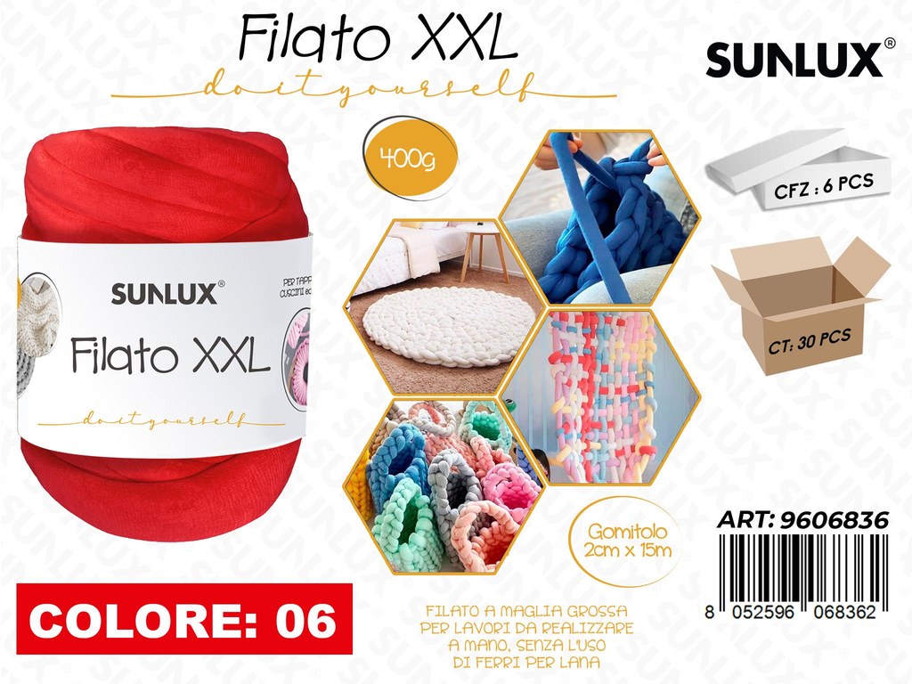 Sunlux Filato Xxl 06 Rosso 400G 2CM*15MT