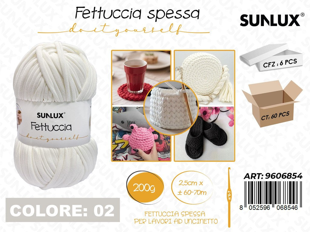 Sunlux Fettuccia Spessa 02 Bianco 200G 2.5CM*60-70MT