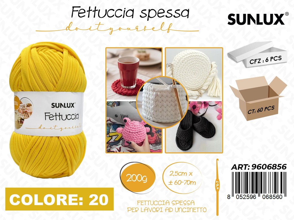 Sunlux Fettuccia Spessa 20 Giallo 200G 2.5CM*60-70MT