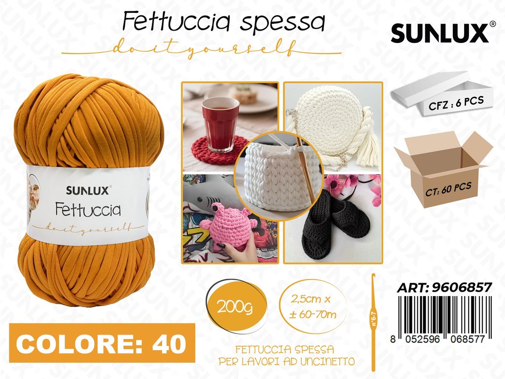 Sunlux Fettuccia Spessa 40 Arancione 200G 2.5CM*60-70MT