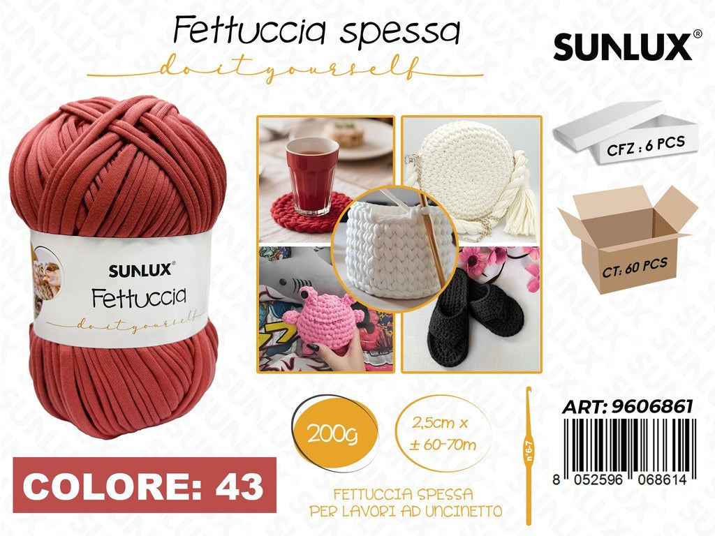 Sunlux Fettuccia Spessa 43 Rosso Mattone 200G 2.5CM*60-70MT