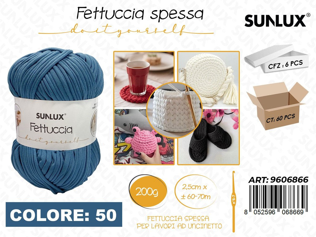 Sunlux Fettuccia Spessa 50 Azzurro Scu. 200G 2.5CM*60-70MT