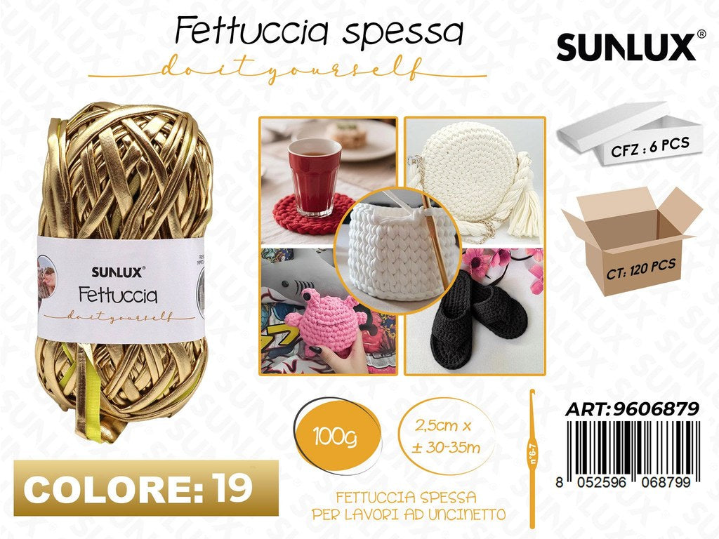 Sunlux Fettuccia Spessa 19 Oro Metal 100G 2.5CM*30-35MT