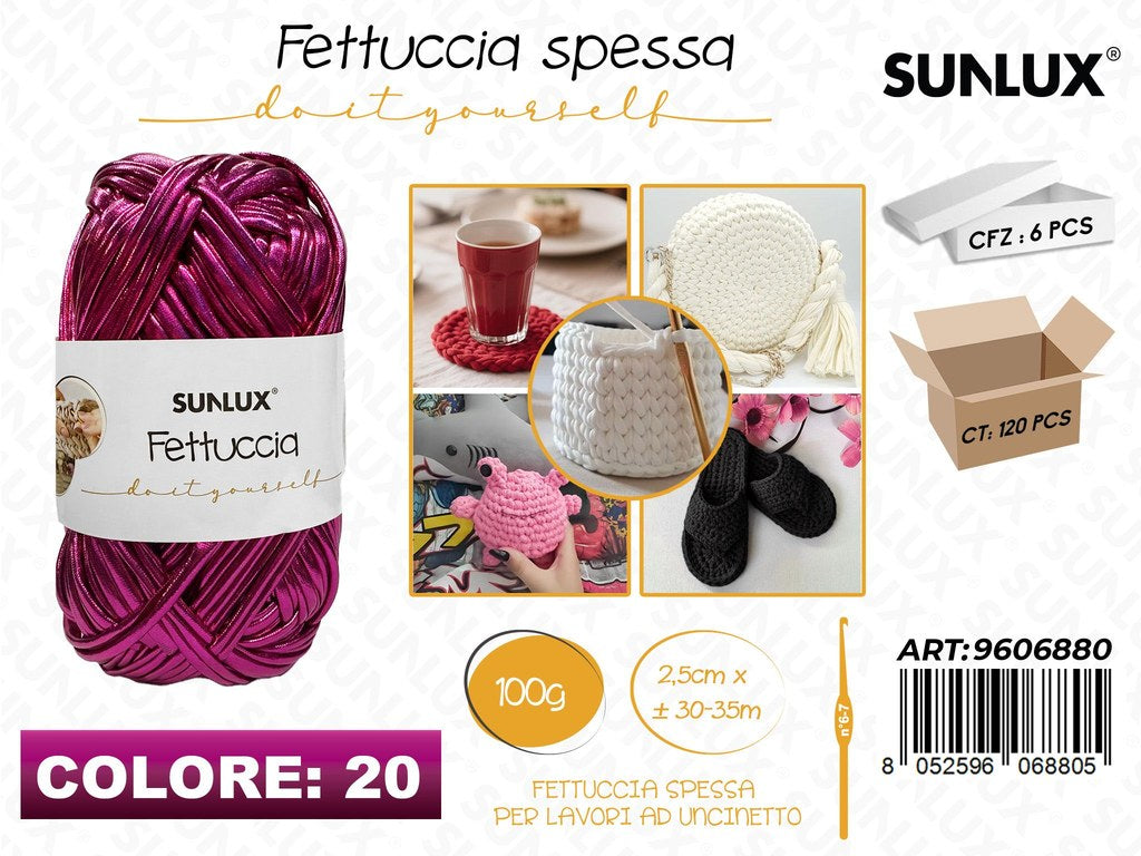 Sunlux Fettuccia Spessa 20 Fucsia Metal 100G 2.5CM*30-35MT