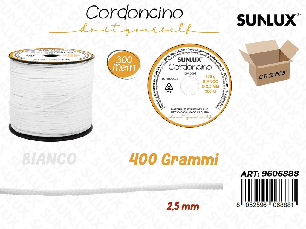 Sunlux Cordoncino Diy Bianco 400GR 2.5MM*30MT