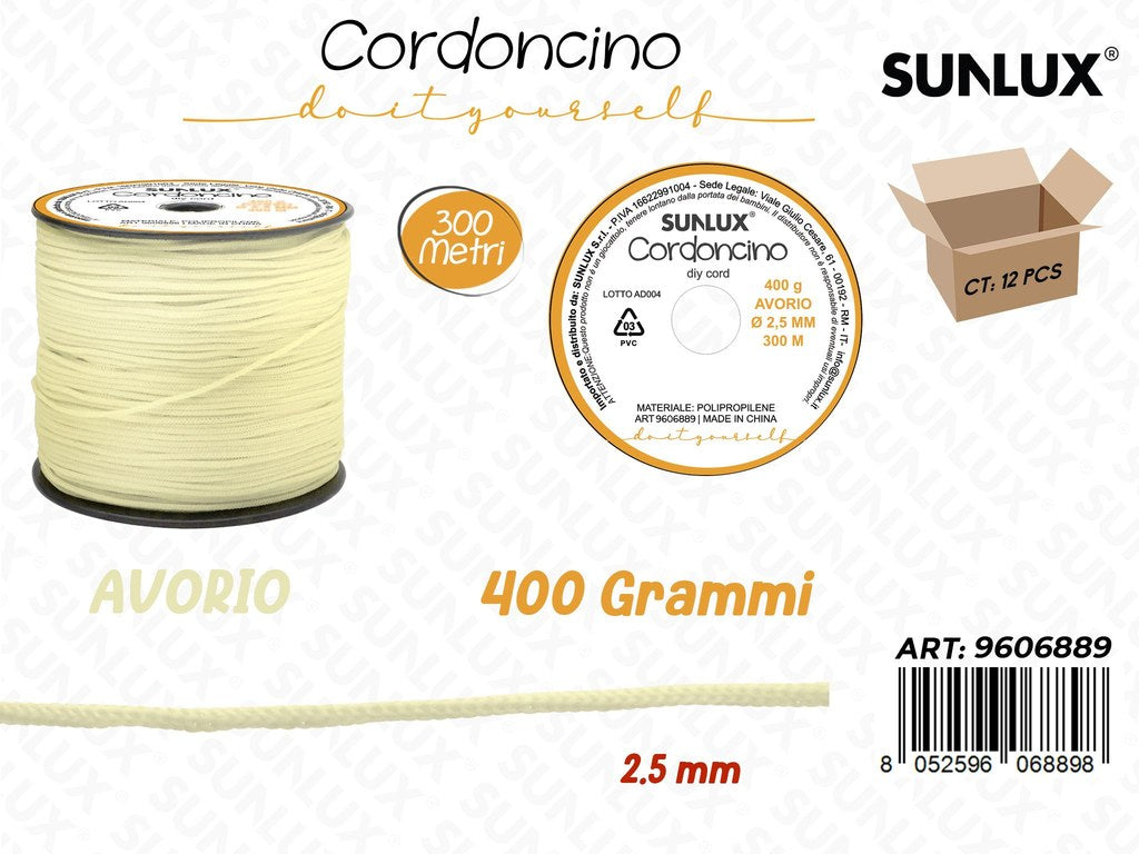 Sunlux Cordoncino Diy Avorio 400GR 2.5MM*30MT