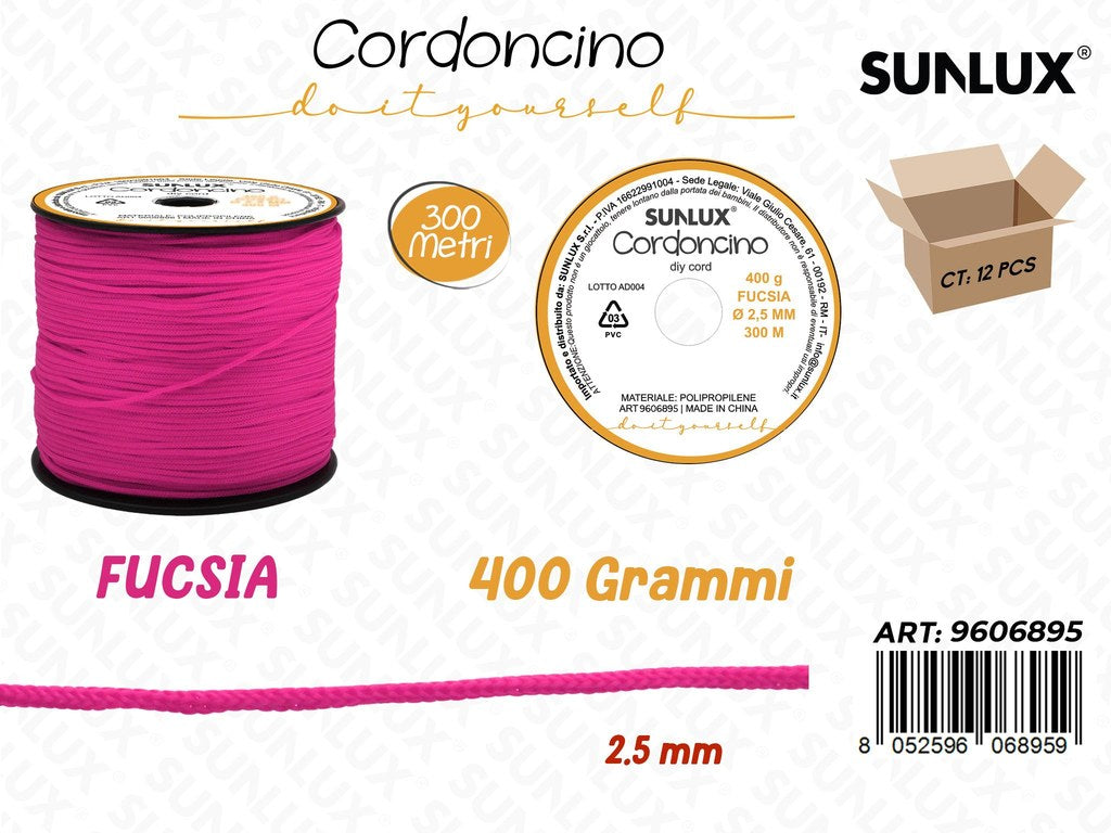 Sunlux Cordoncino Diy Fucsia 400GR 2.5MM*30MT