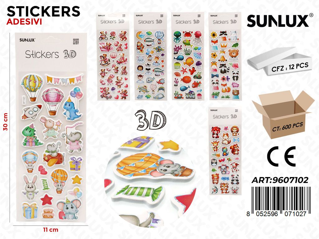 Sunlux Stickers Adesivi 3D Ass. 11*30CM