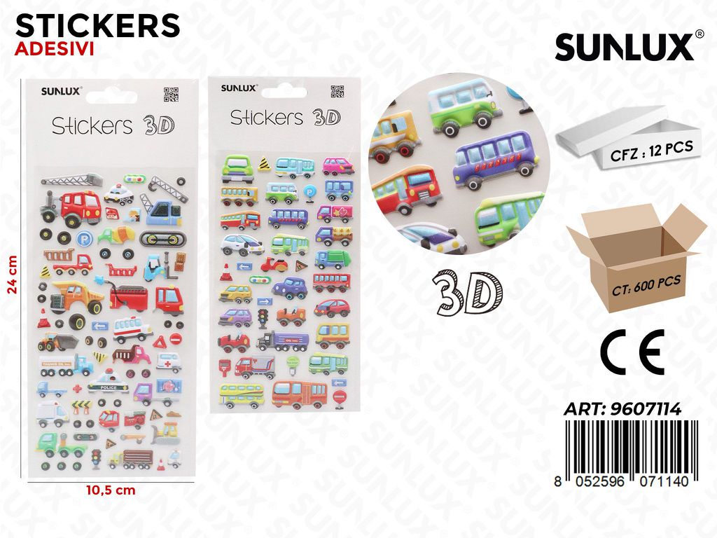 Sunlux Stickers Adesivi 3D Ass. 10.5*24CM