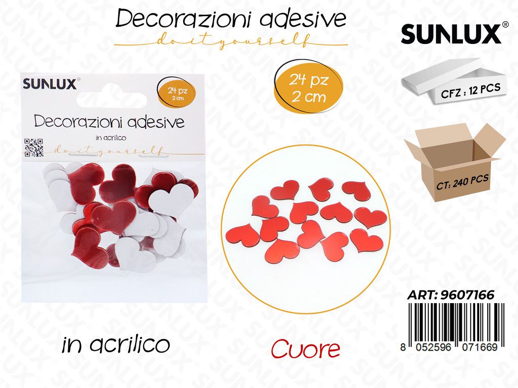 Sunlux Dec. Adesive Cuore 24PCS 2CM