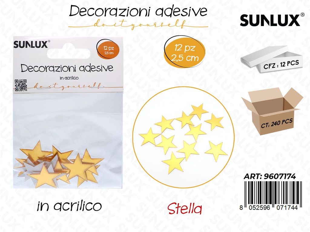 Sunlux Dec. Adesive Stella 12PCS 2.5CM