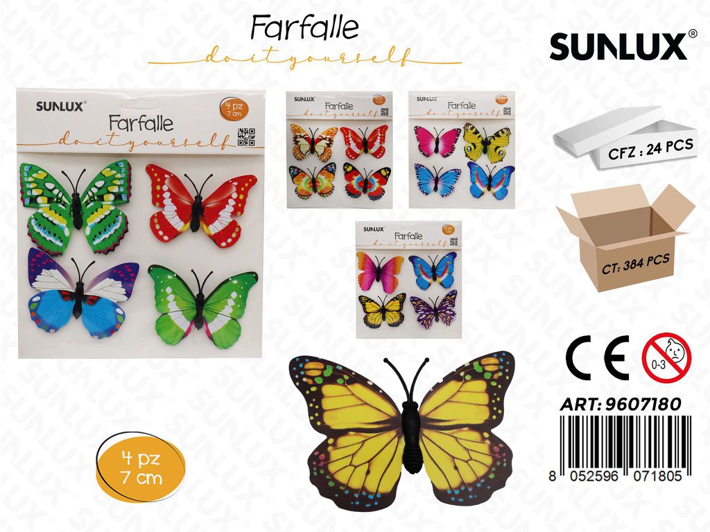 Sunlux Dec. Farfalla Ass. 4PCS 7CM