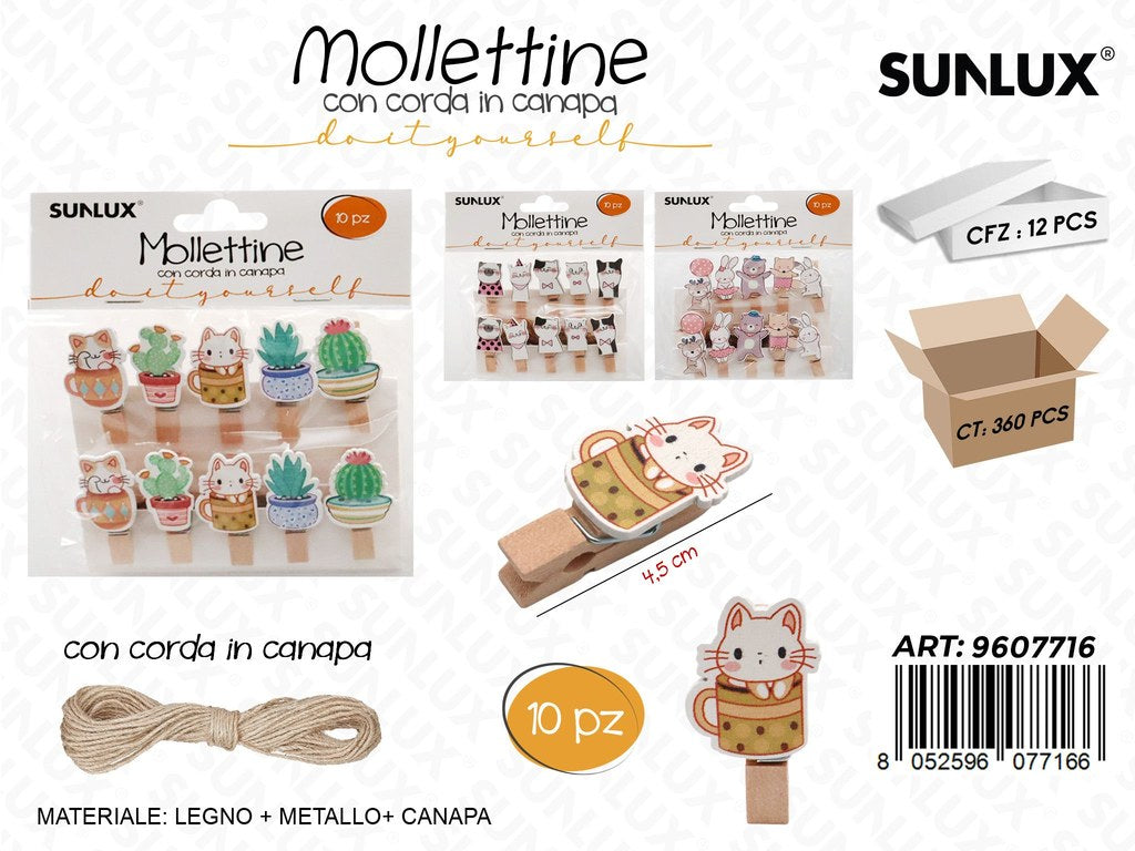 Sunlux Mollettine c/Corda 10PCS Ass. 4.5CM