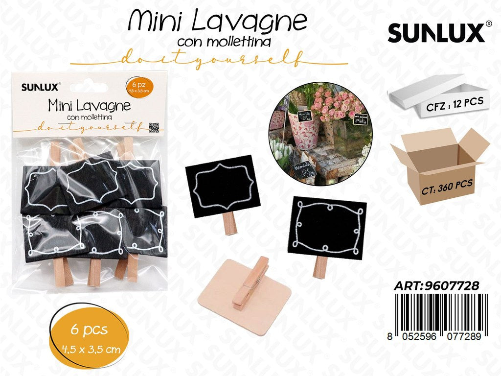 Sunlux Mini Lavagna c/ Molletta 6PCS 4.5*3.5CM