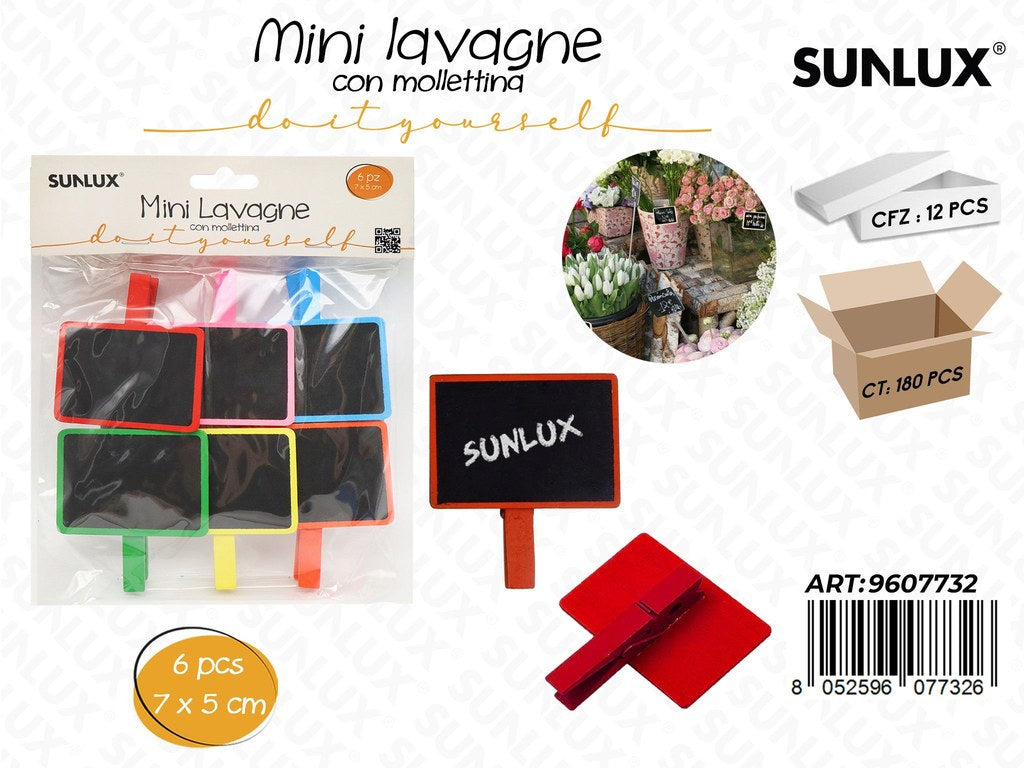 Sunlux Mini Lavagna c/Molletta 6PCS 7*5CM