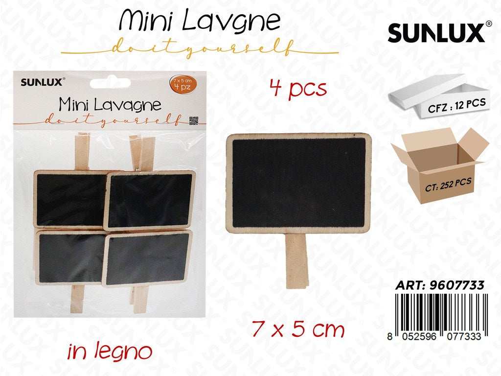 Sunlux Mini Lavagna in Legno 4PCS 7*5CM