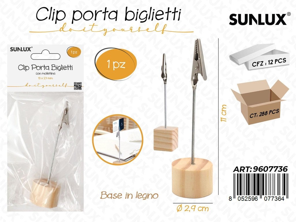 Sunlux Clip Portabiglietti Base Legno D.2.9*11CM