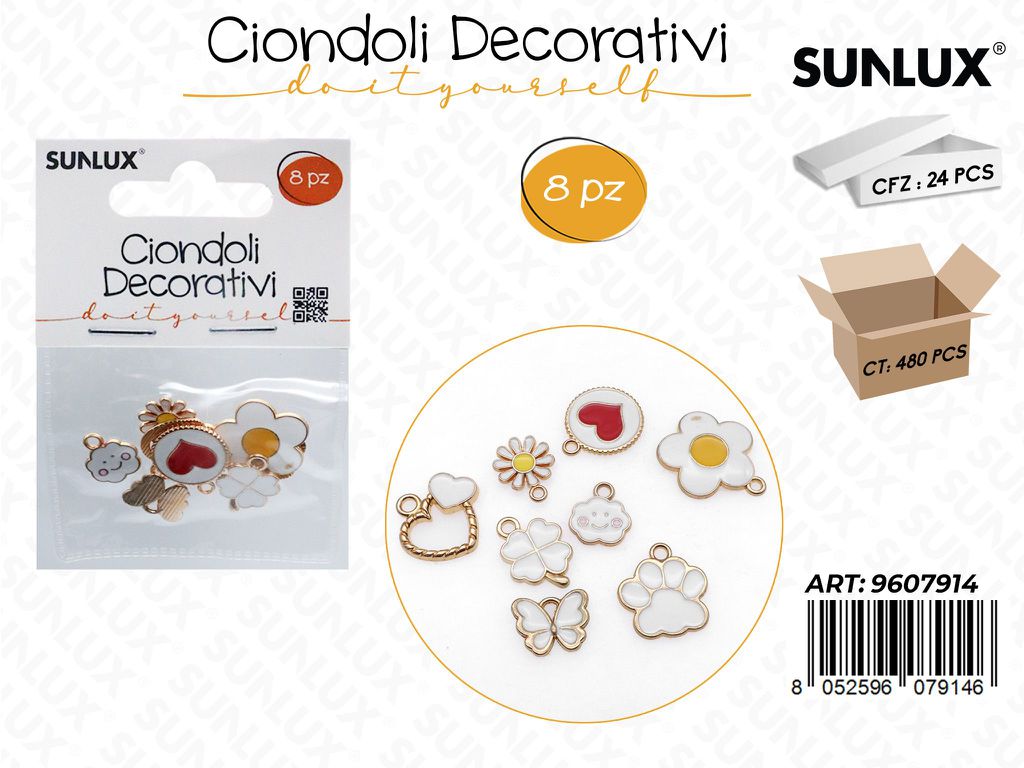 Sunlux Ciondoli Dec. Bianco 8PCS Ass.