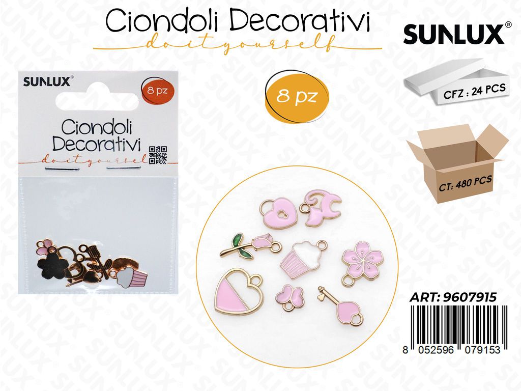 Sunlux Ciondoli Dec. Rosa 8PCS Ass.