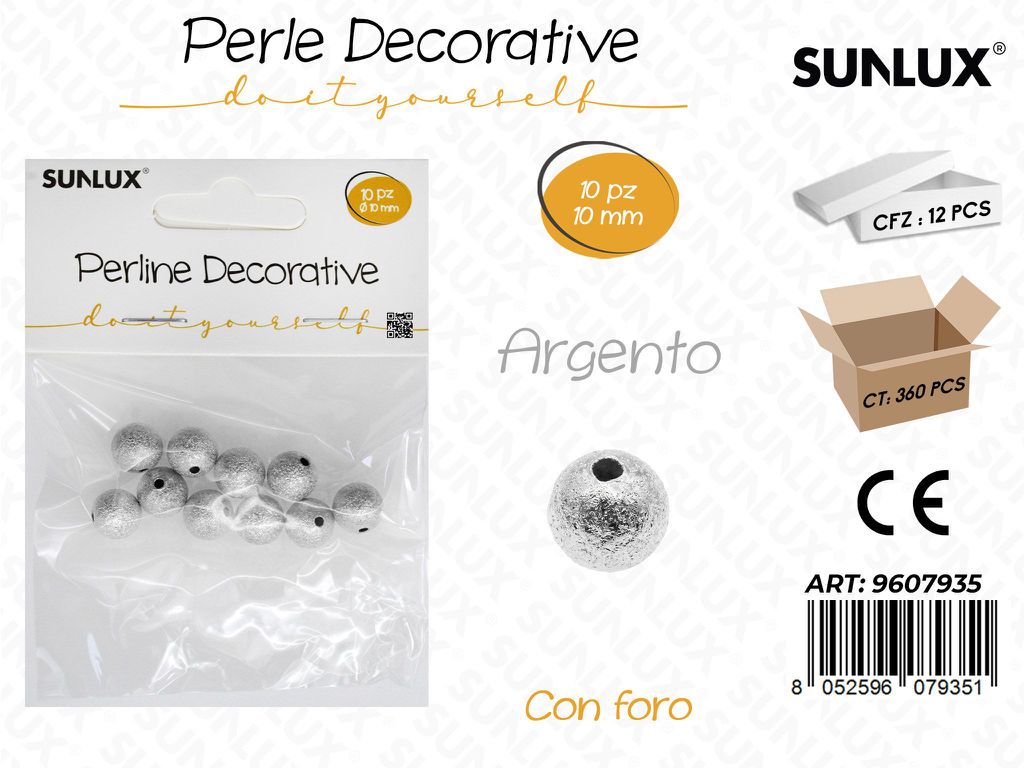 Sunlux Perle Dec. c/ Foro Arg. 10PCS 10MM