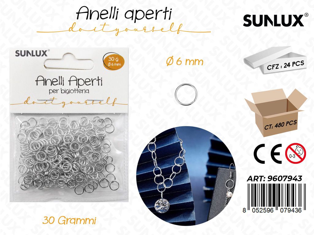 Sunlux Anelli Aperti Bigiotteria Arg. D.6MM 30GR
