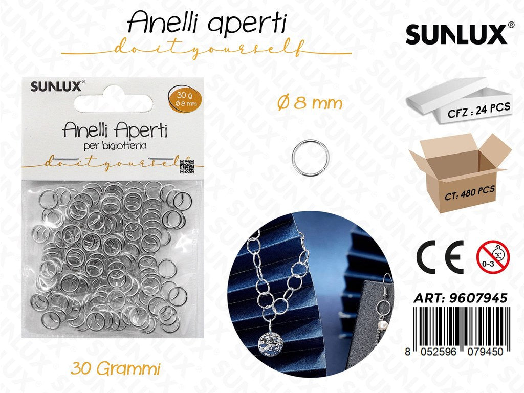 Sunlux Anelli Aperti per Bigliotteria Arg. D.8MM 30GR
