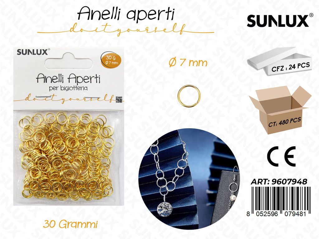 Sunlux Anelli Aperti Bigiotteria Oro D.7MM 30GR