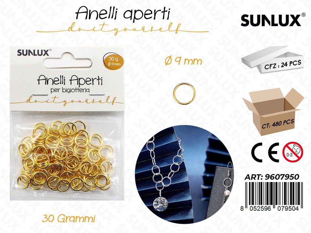 Sunlux Anelli Aperti Bigiotteria Oro D.9MM 30GR
