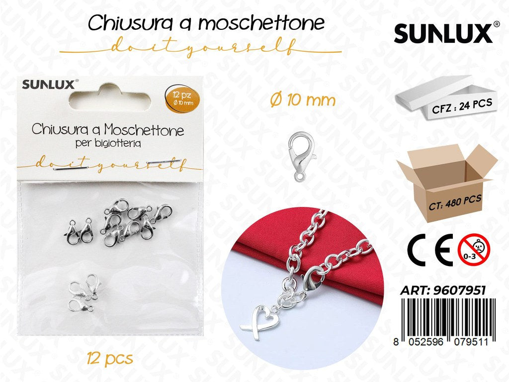 Chiusura Mosc. Bigiotteria Arg. 10MM 12PCS