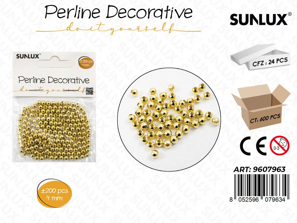 Sunlux Perline Dec. Oro 200PCS 4MM