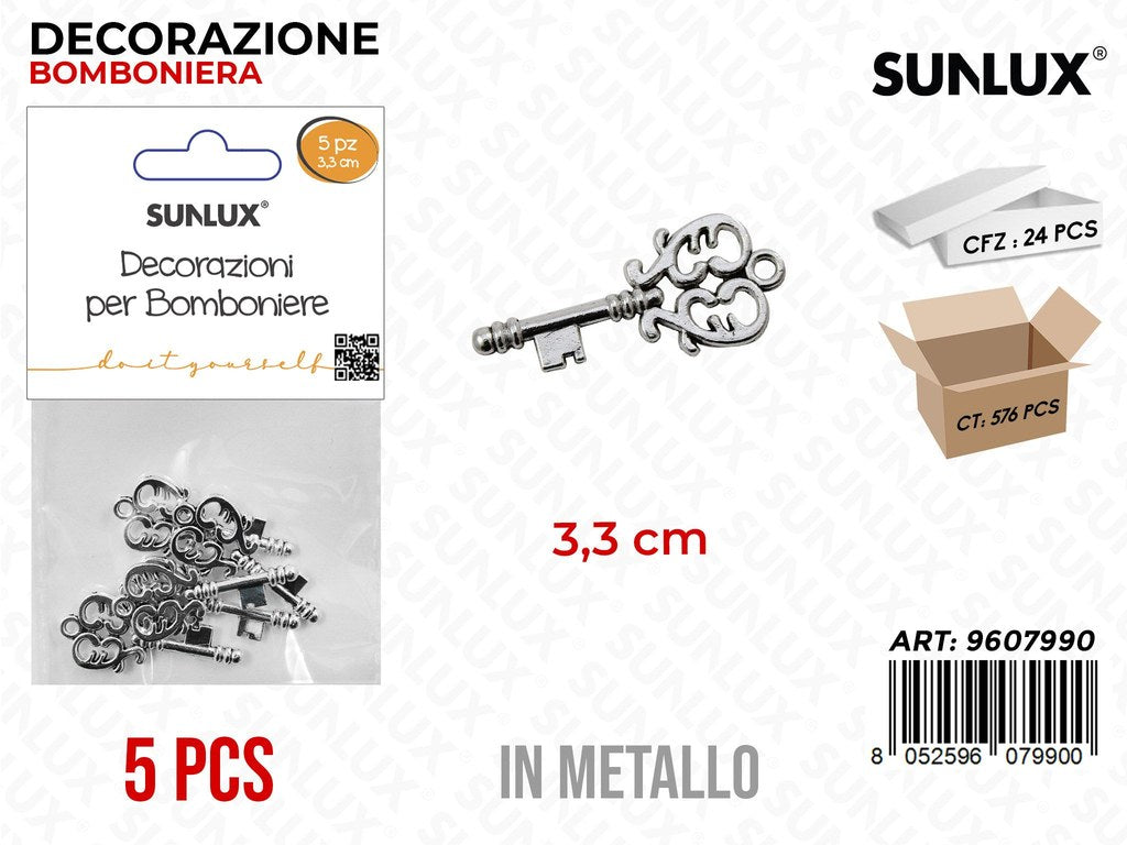 Sunluc Dec. Bomb. Metallo Chiave 5PCS 3.3CM