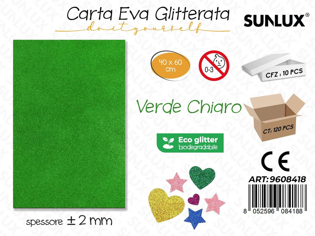Sunlux Carta Eva Glitter Bio Verde Ch. 2MM*40*60CM
