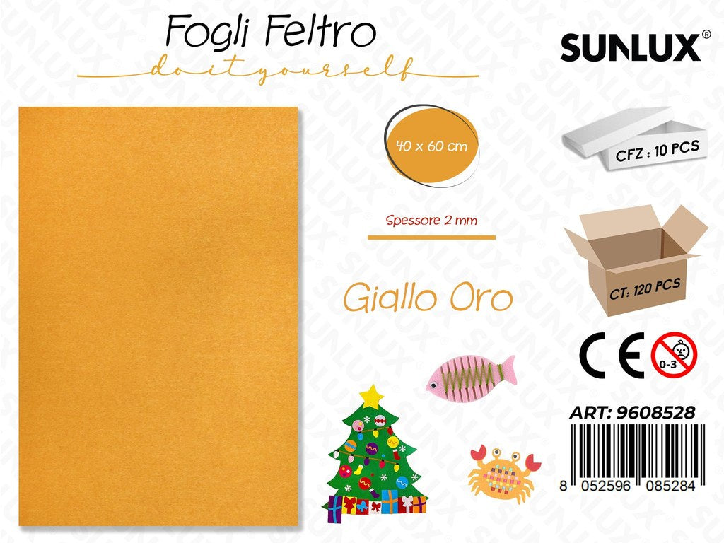Sunlux Fogli di Feltro Giallo Oro 40*60CM 2MM