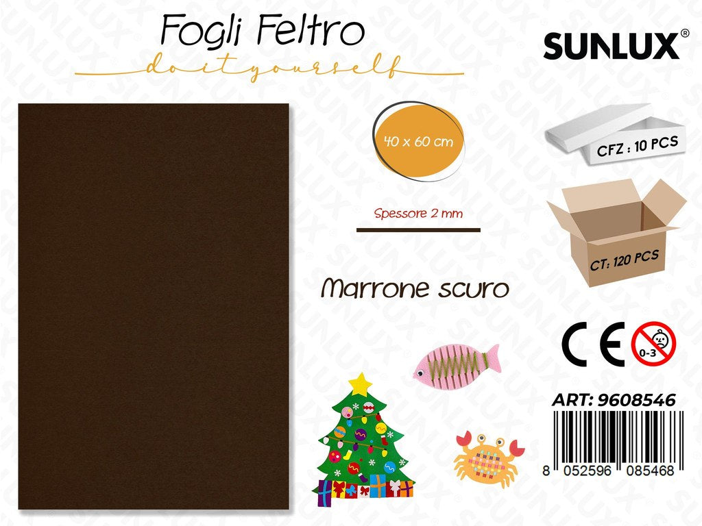 Sunlux Fogli di Feltro Marr. Scuro 40*60CM*2MM